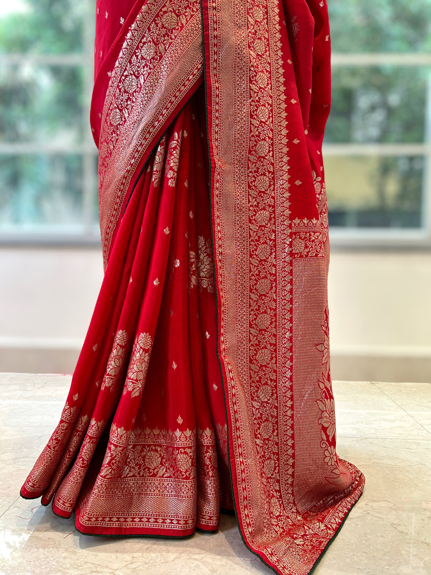 Red dola silk saree