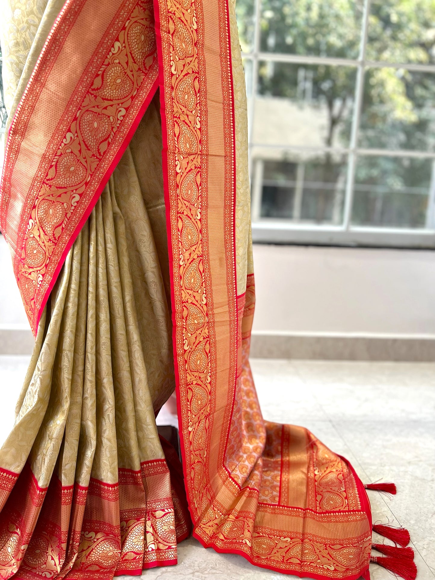 Golden silk saree