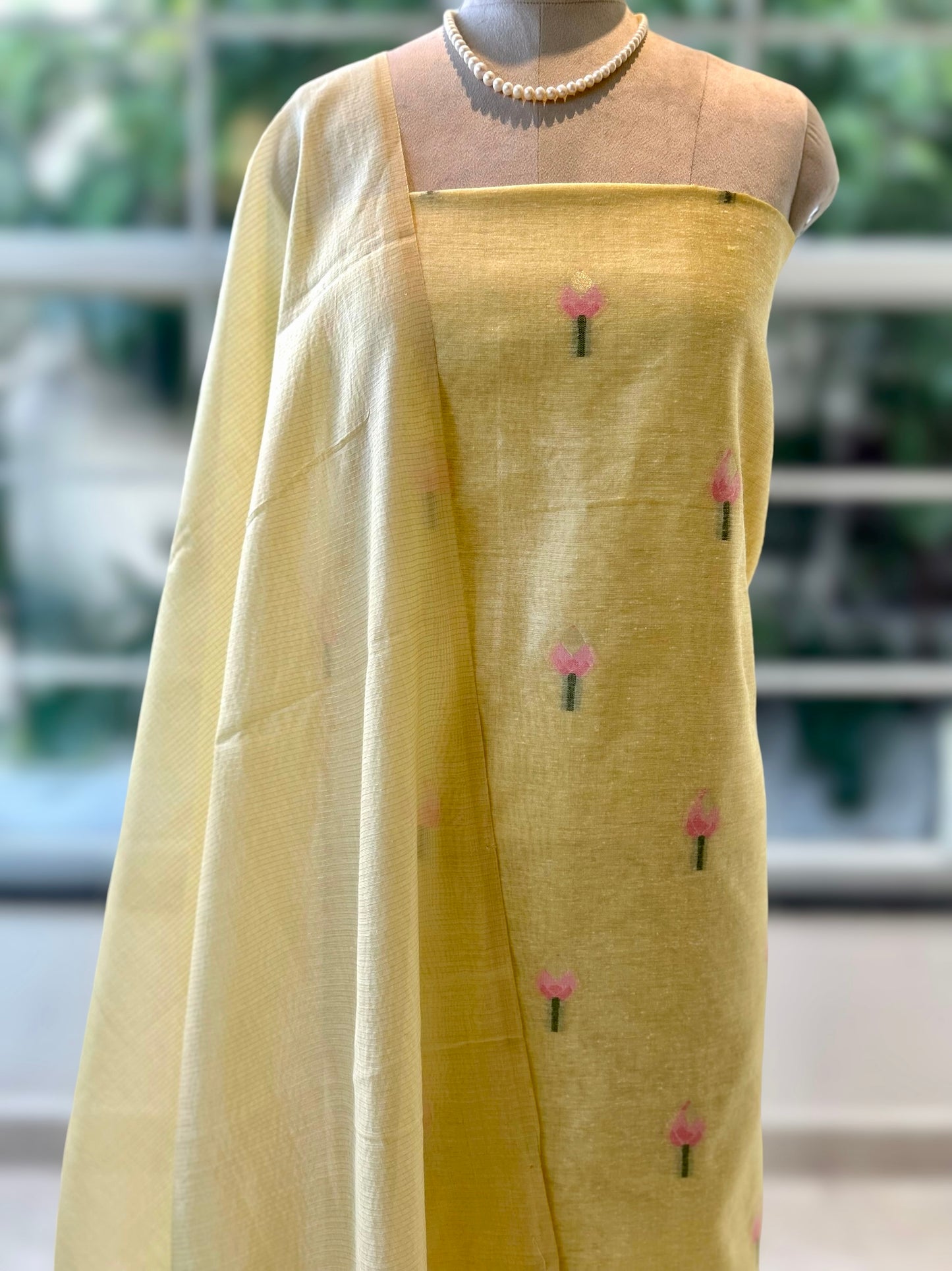 Yellow Pure handloom cotton suit set