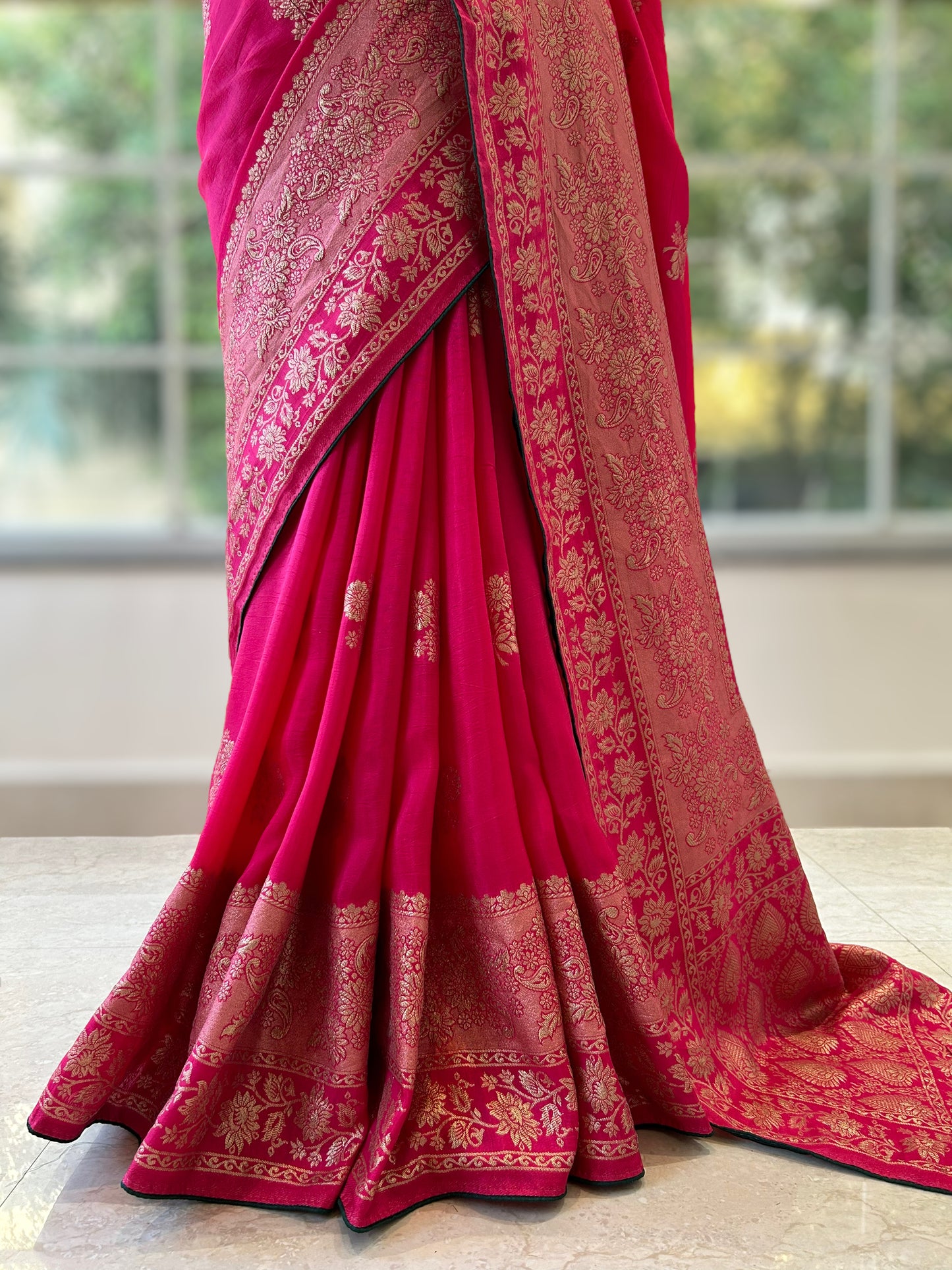 Rani pink Pure Dola silk saree