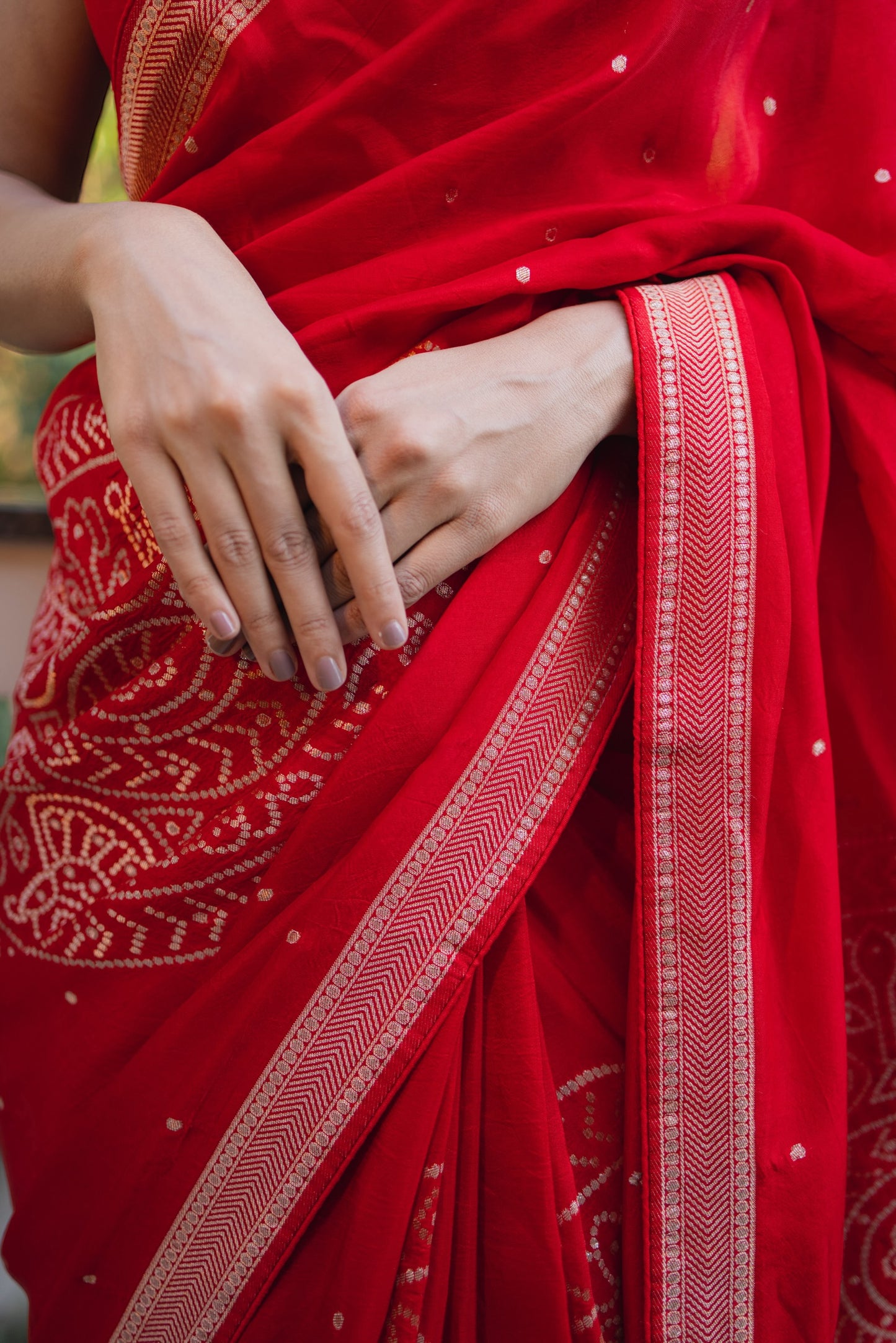 Red pure dola silk saree