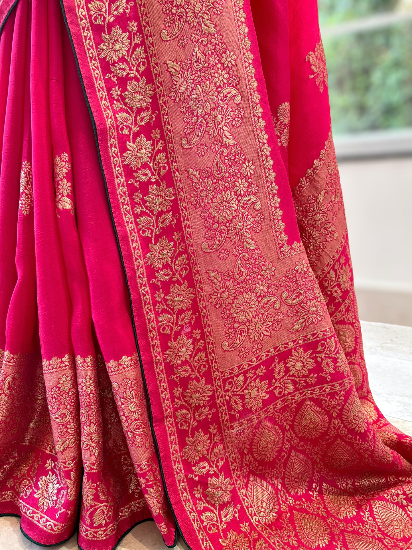 Rani pink Pure Dola silk saree