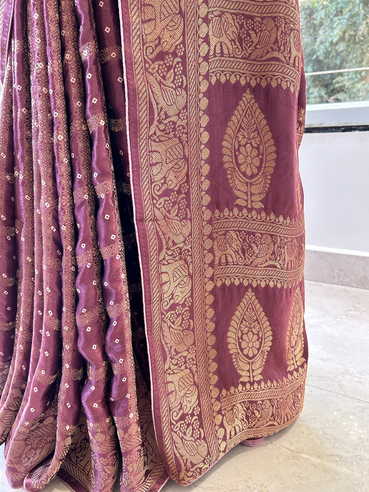 Purple modal satin saree