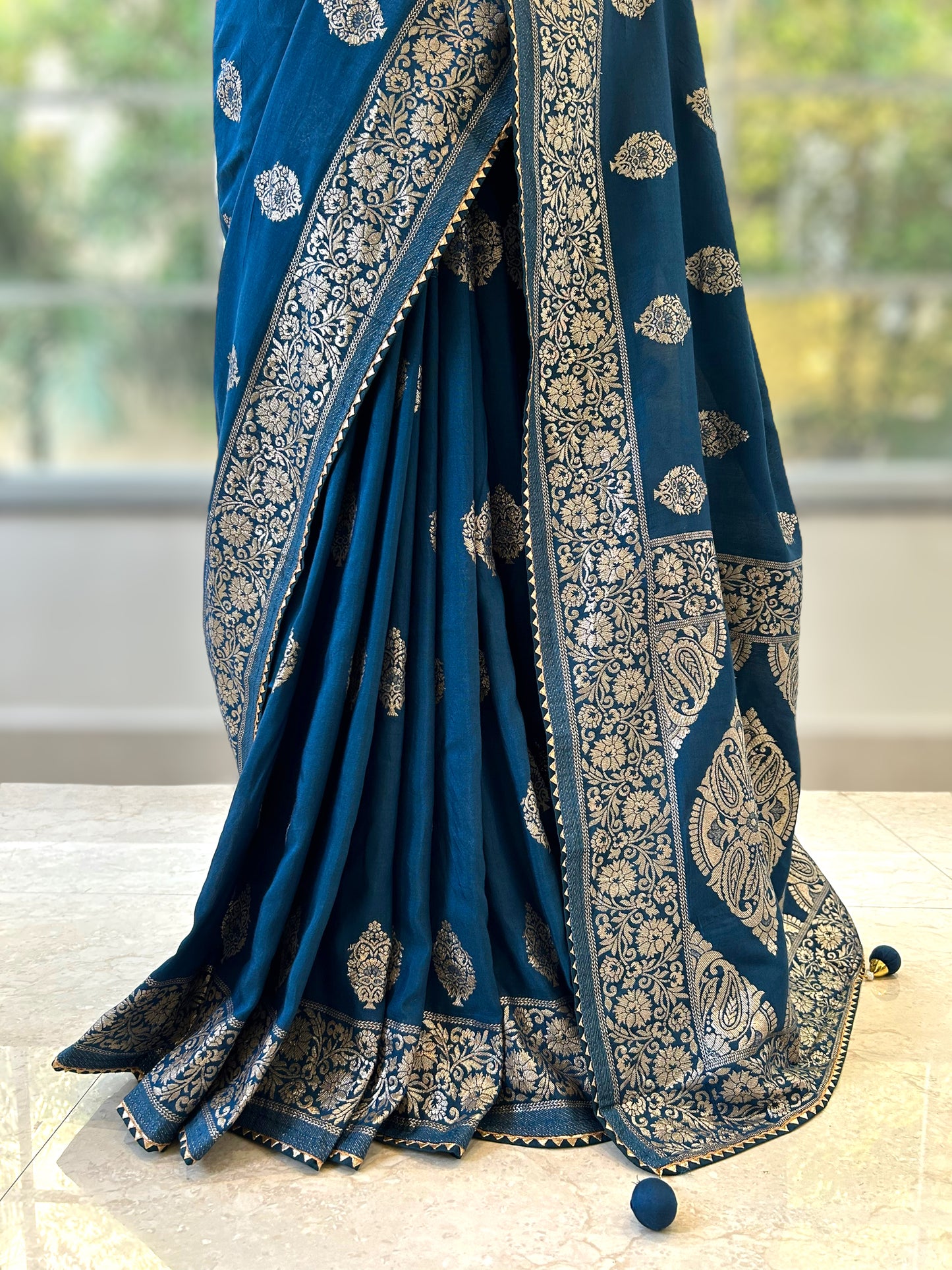 Navy blue silk saree