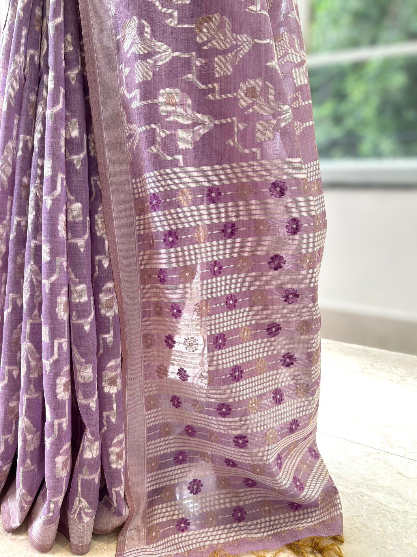 Purple handloom cotton saree