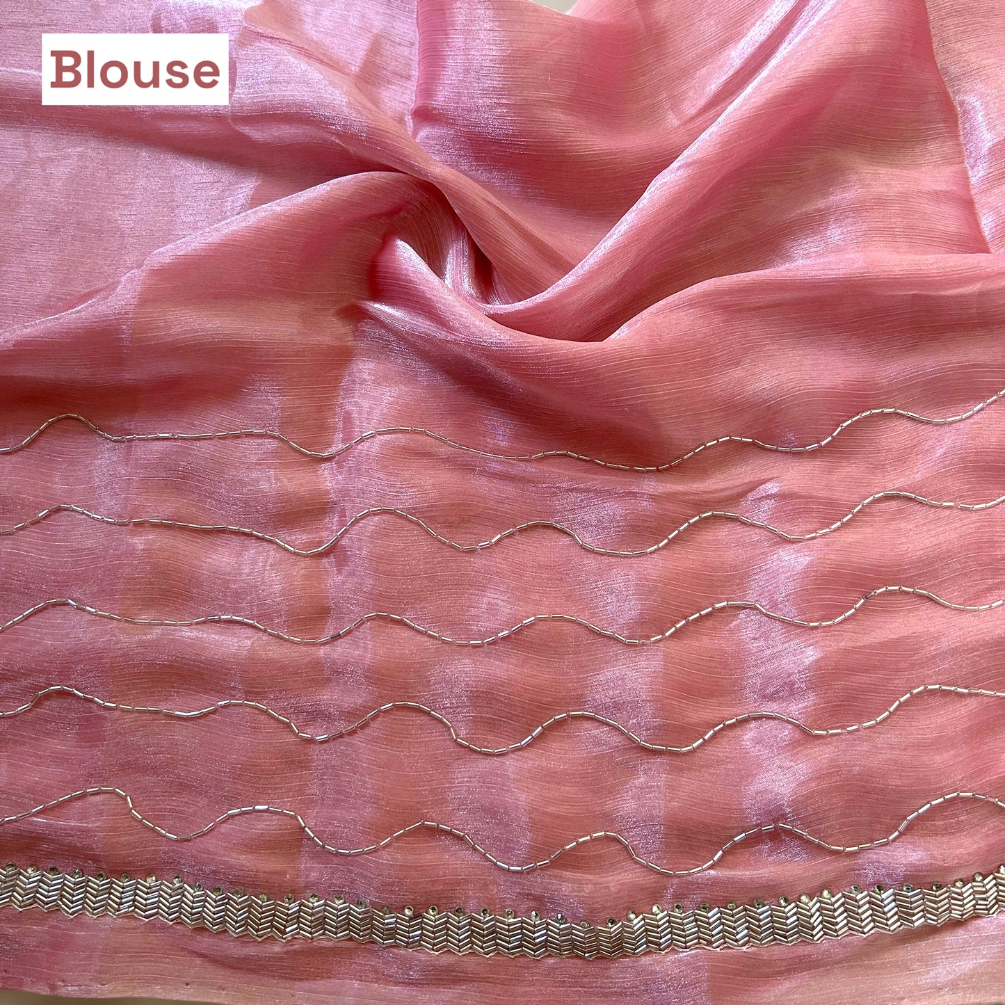 Shimmer chiffon cutwork saree - Soft Pink