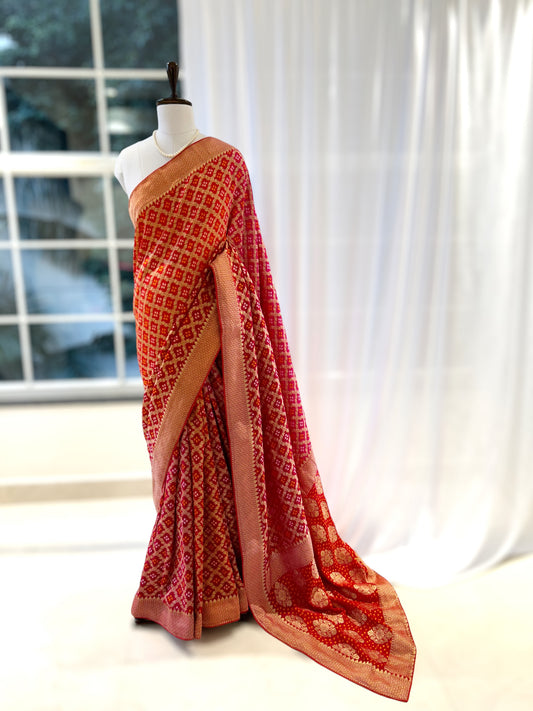 Beautiful Shaded bandhani saree