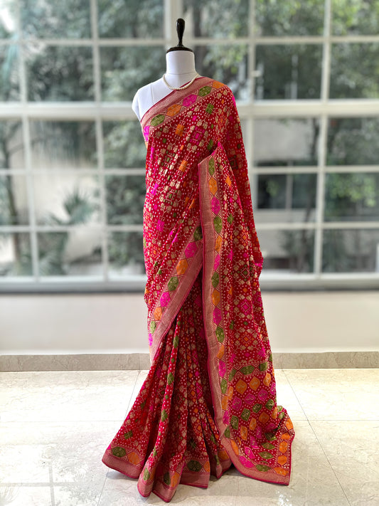 Pink Meenakari Georgette Saree