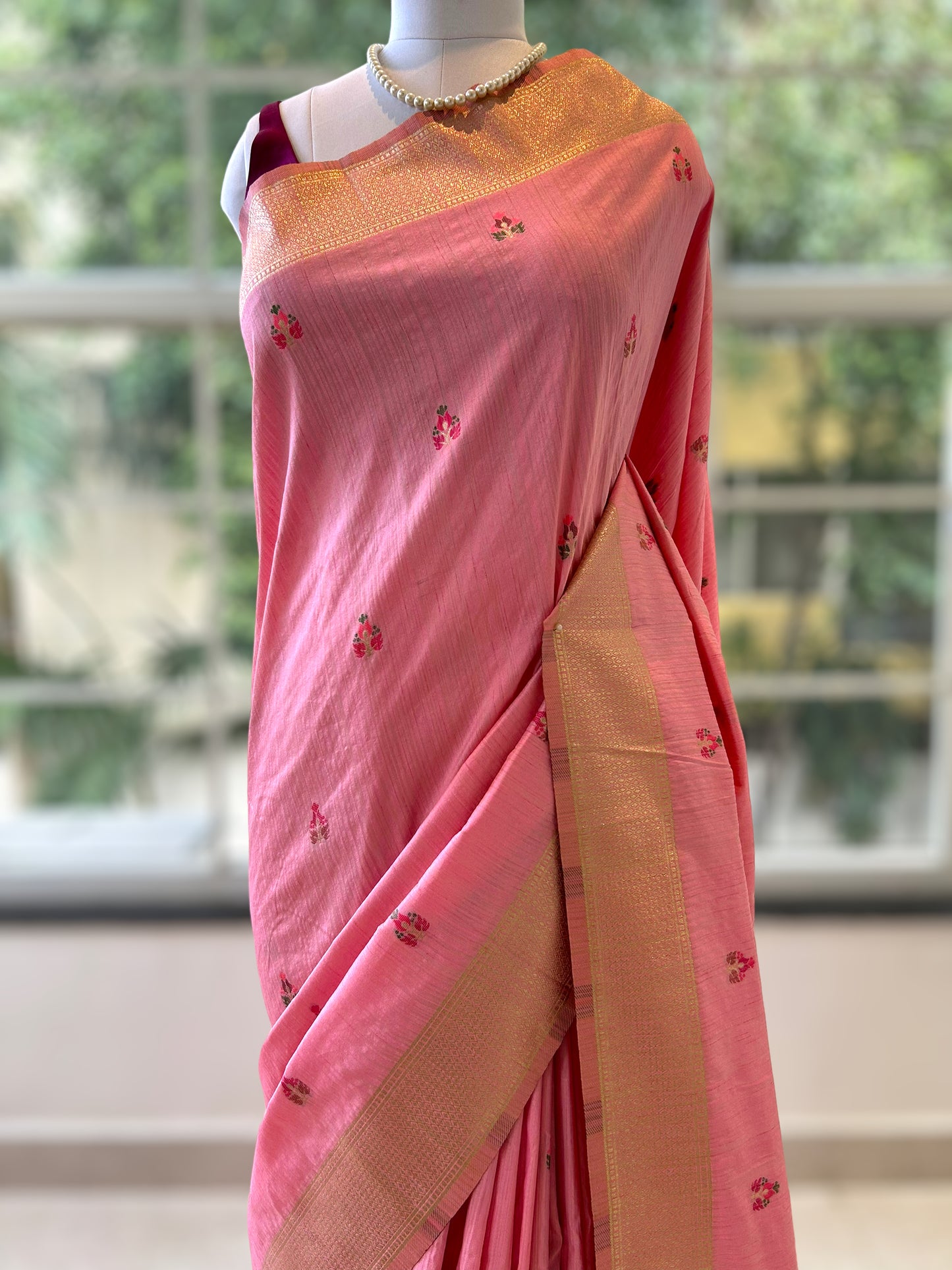 Cotton silk saree - Pink