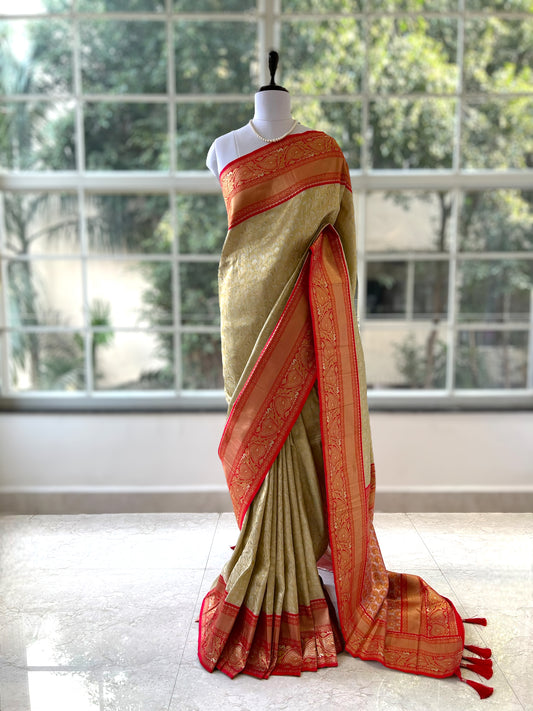 Golden silk saree