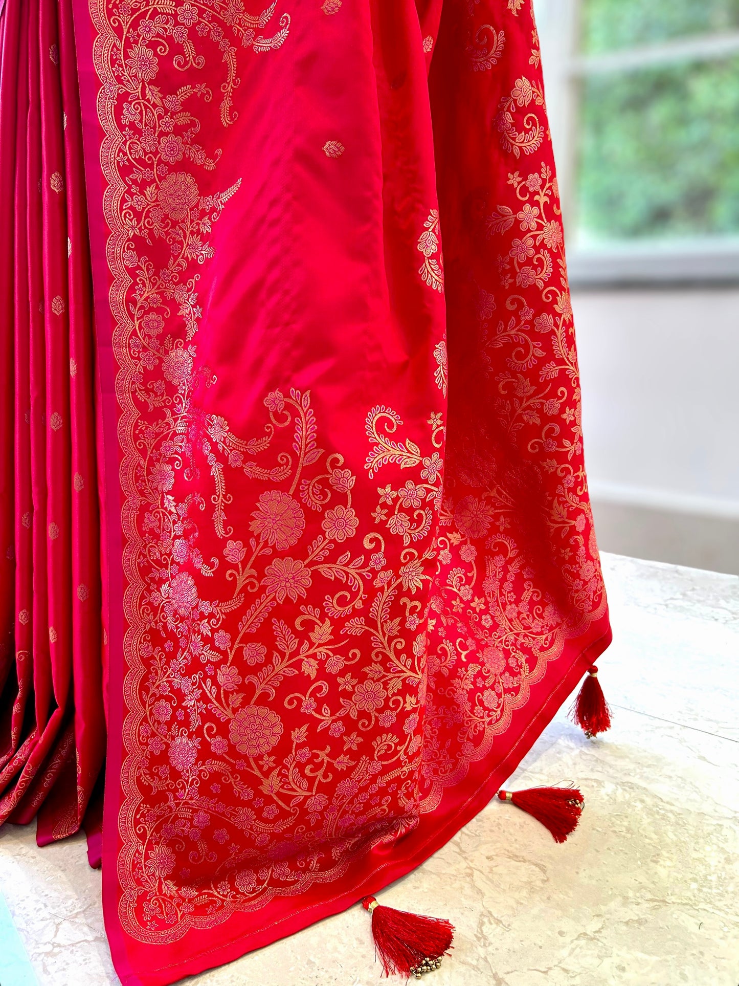 Red soft silk saree