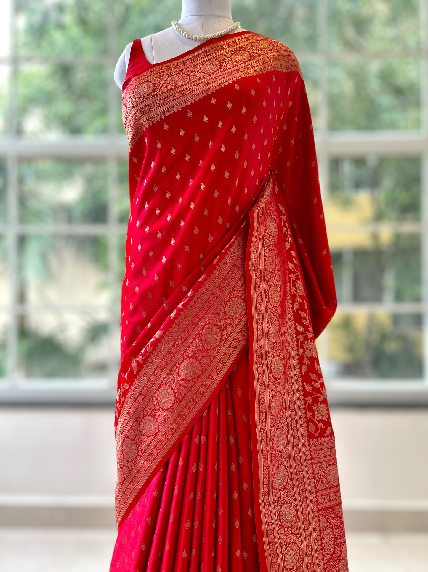 Red banarasi silk saree