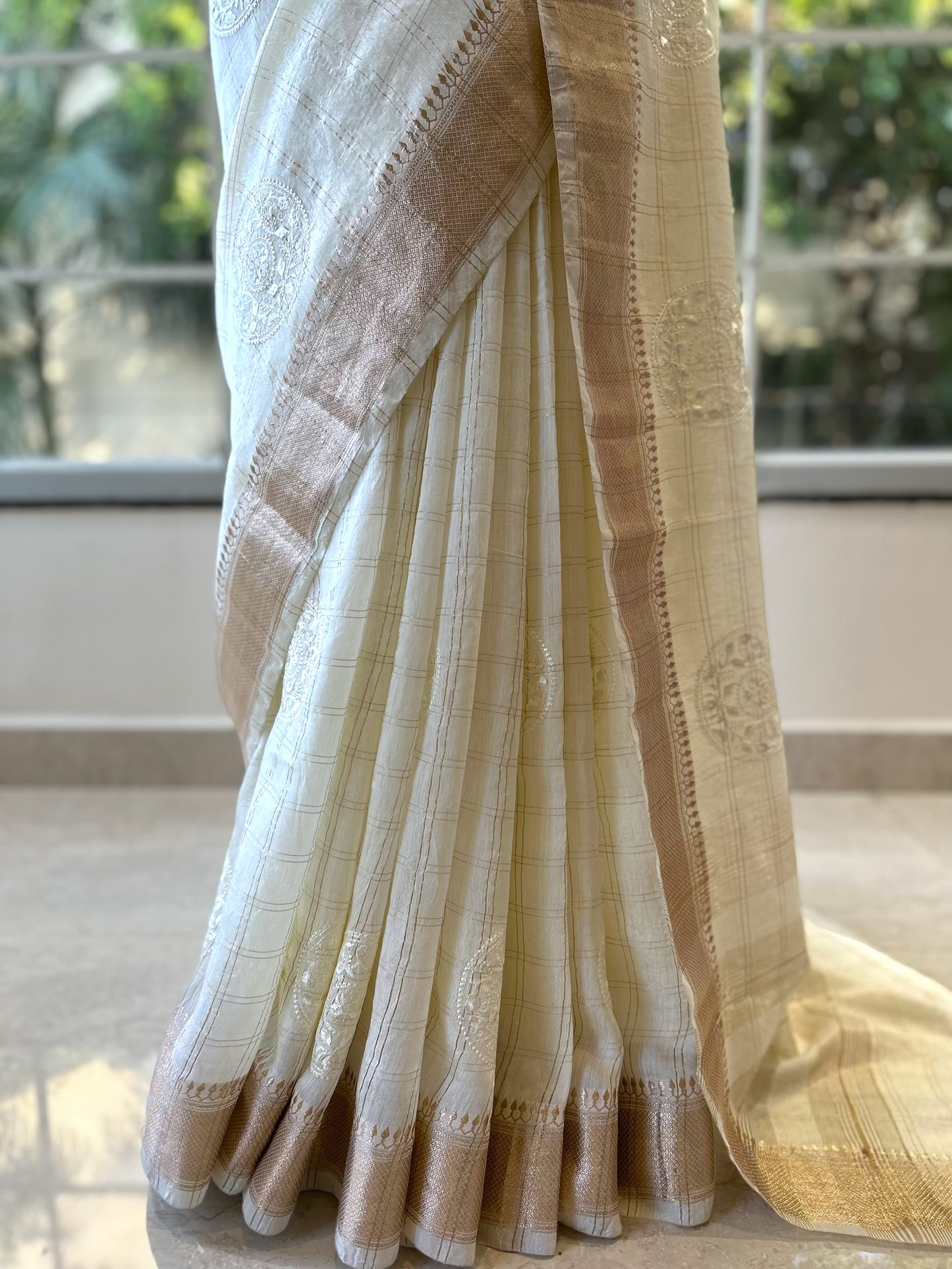 White pure soft chanderi cotton saree