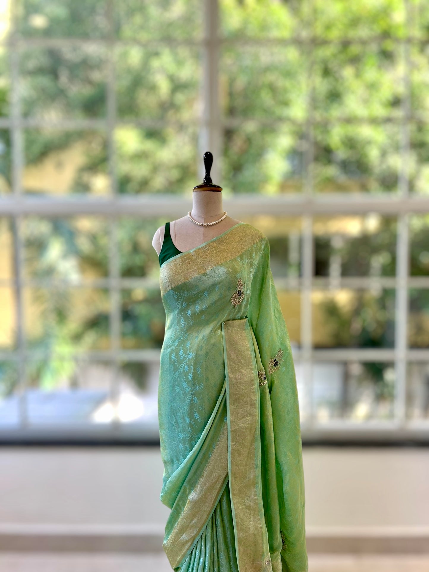 Soft tissue saree - Green