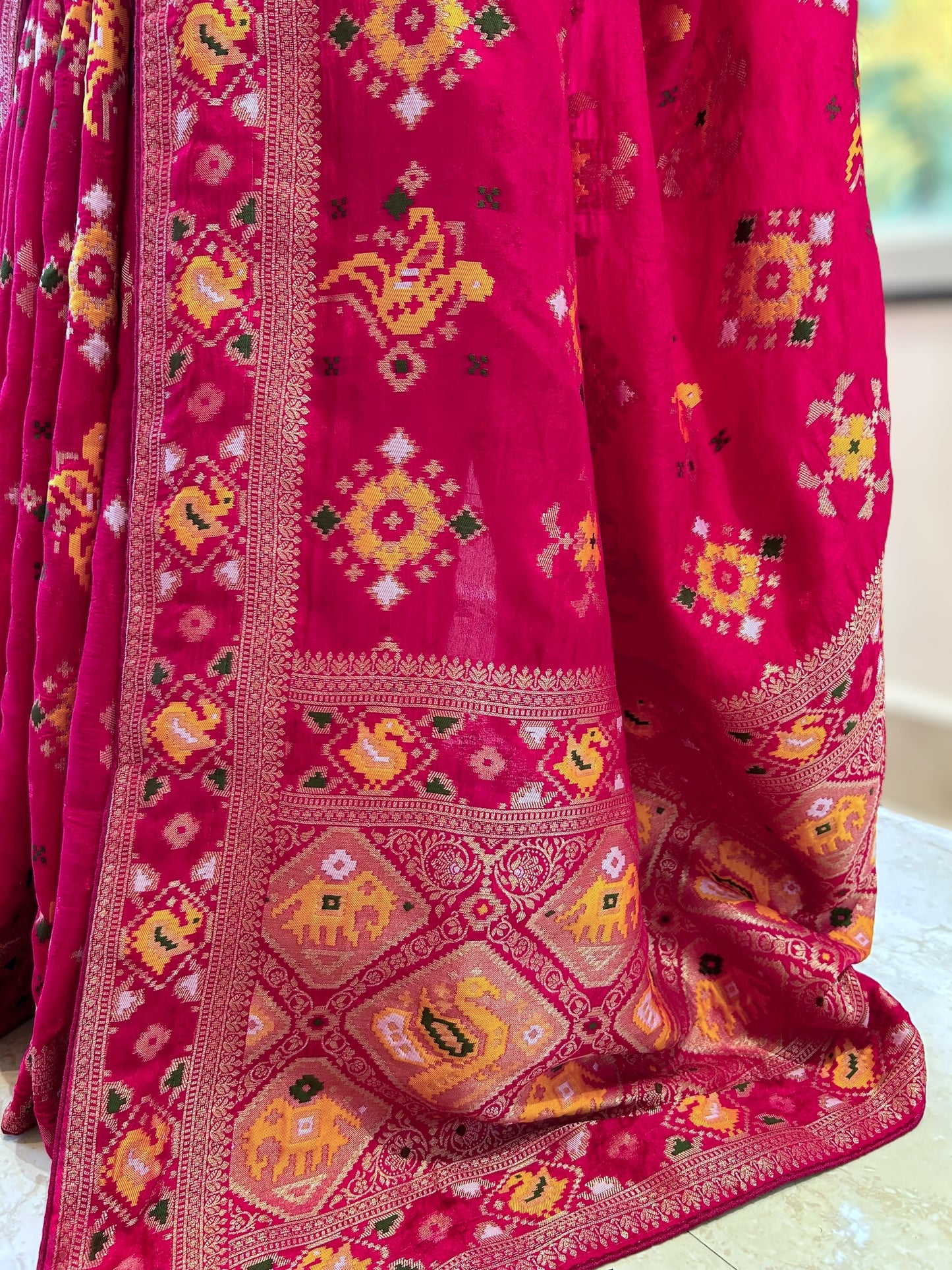 Pure dola silk patola saree - Rani pink