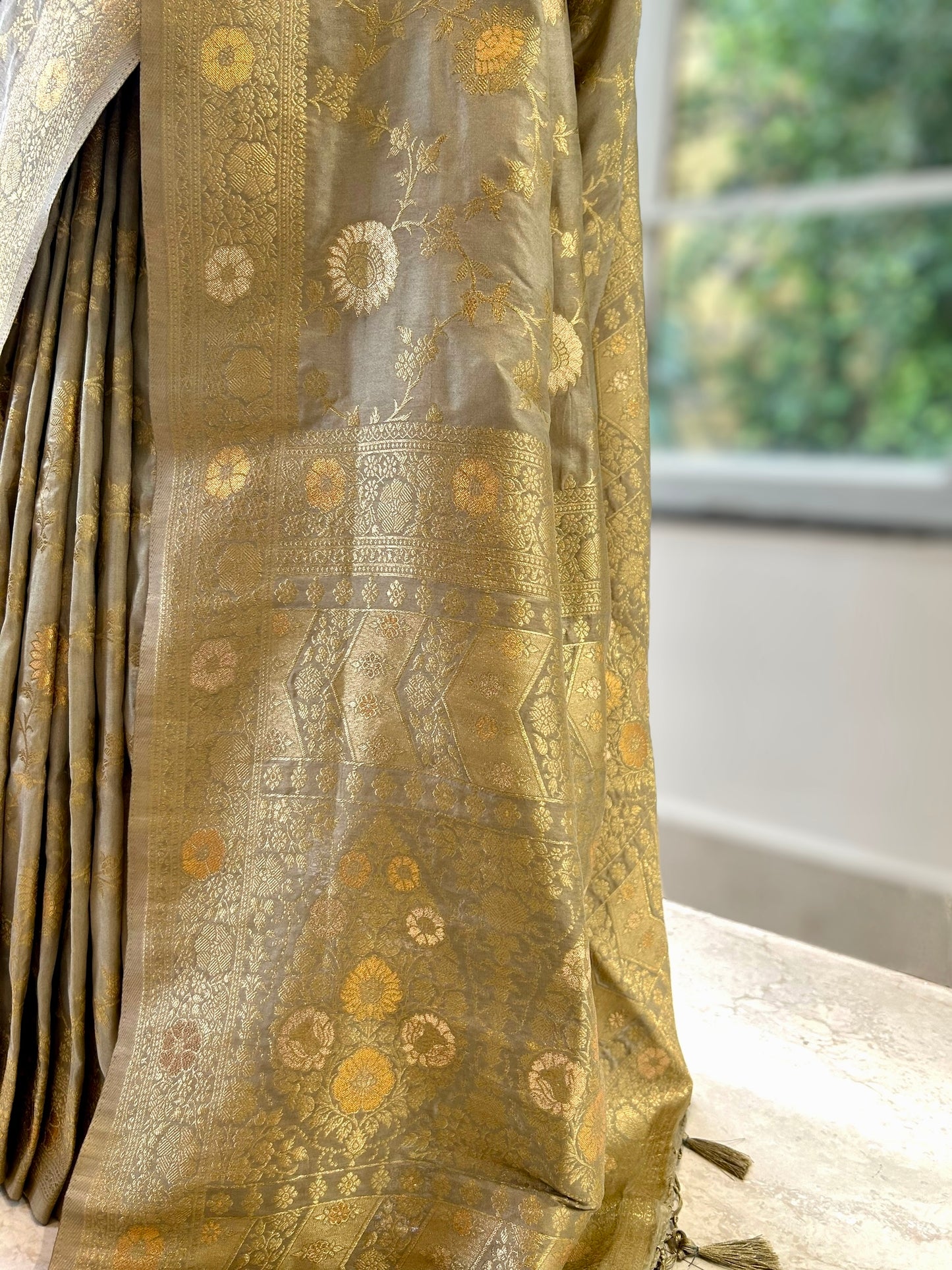 Golden soft silk saree