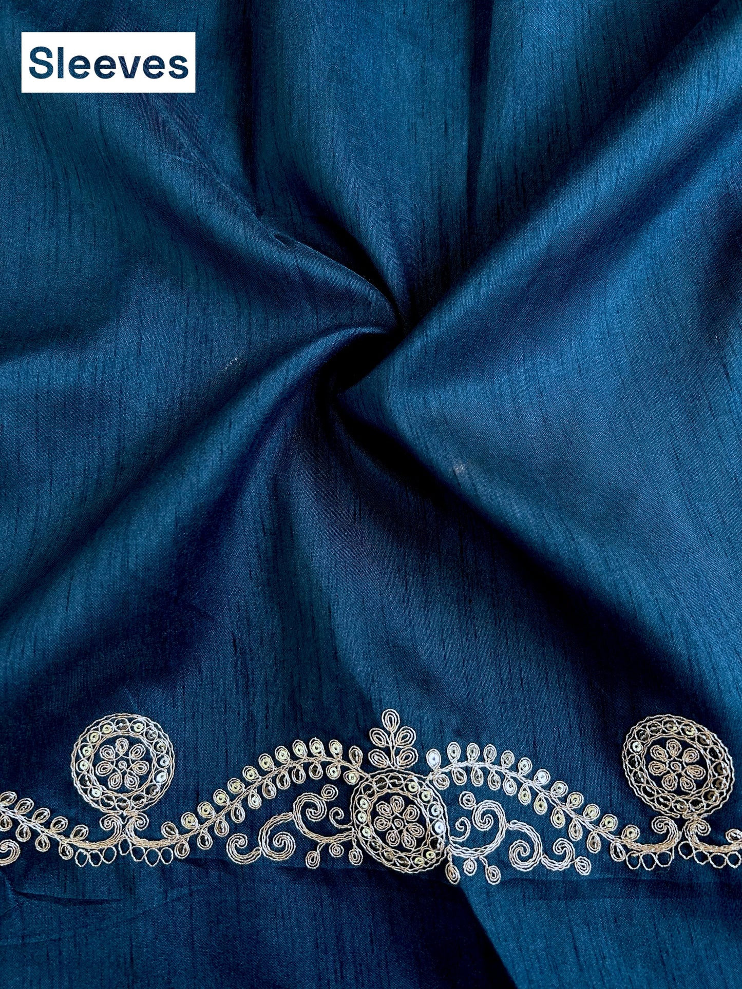 Satin chiffon aari work saree - Navy Blue