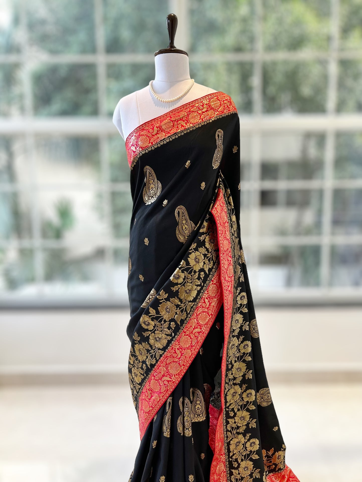 Black zari saree