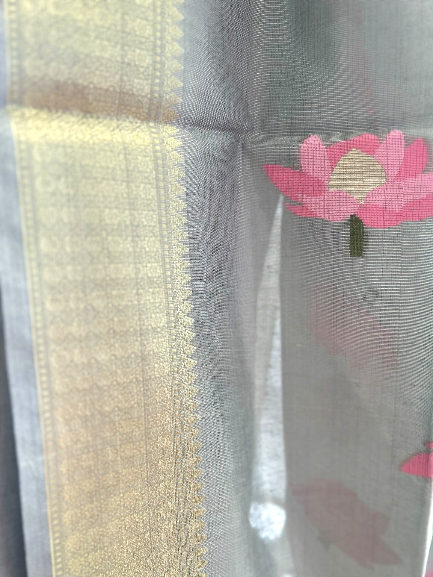 Grey cotton saree