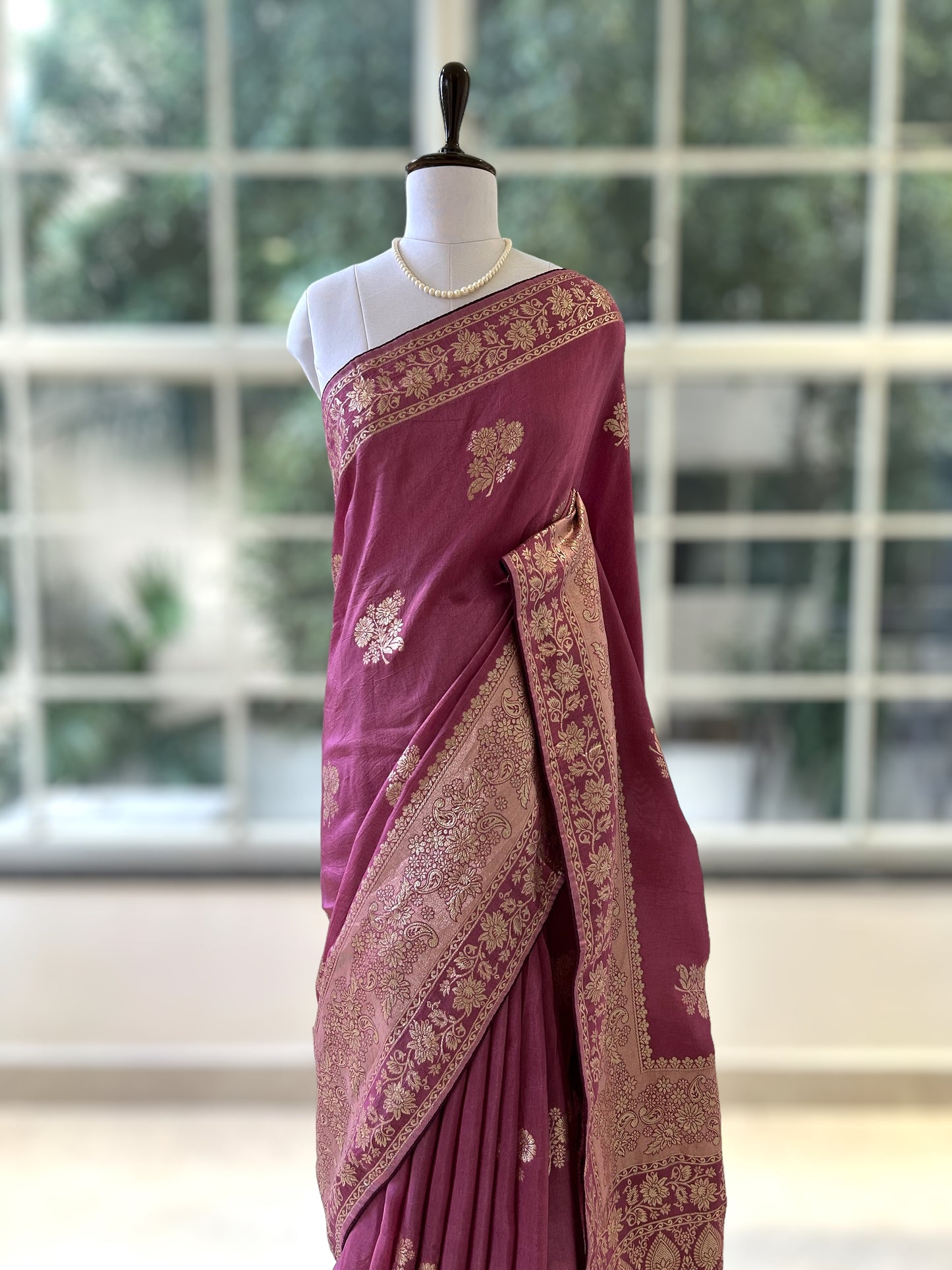 Purple dola silk saree