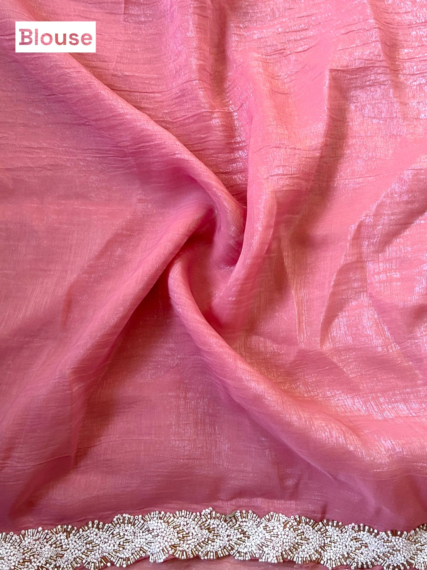 Marble chiffon embellished saree - Pink