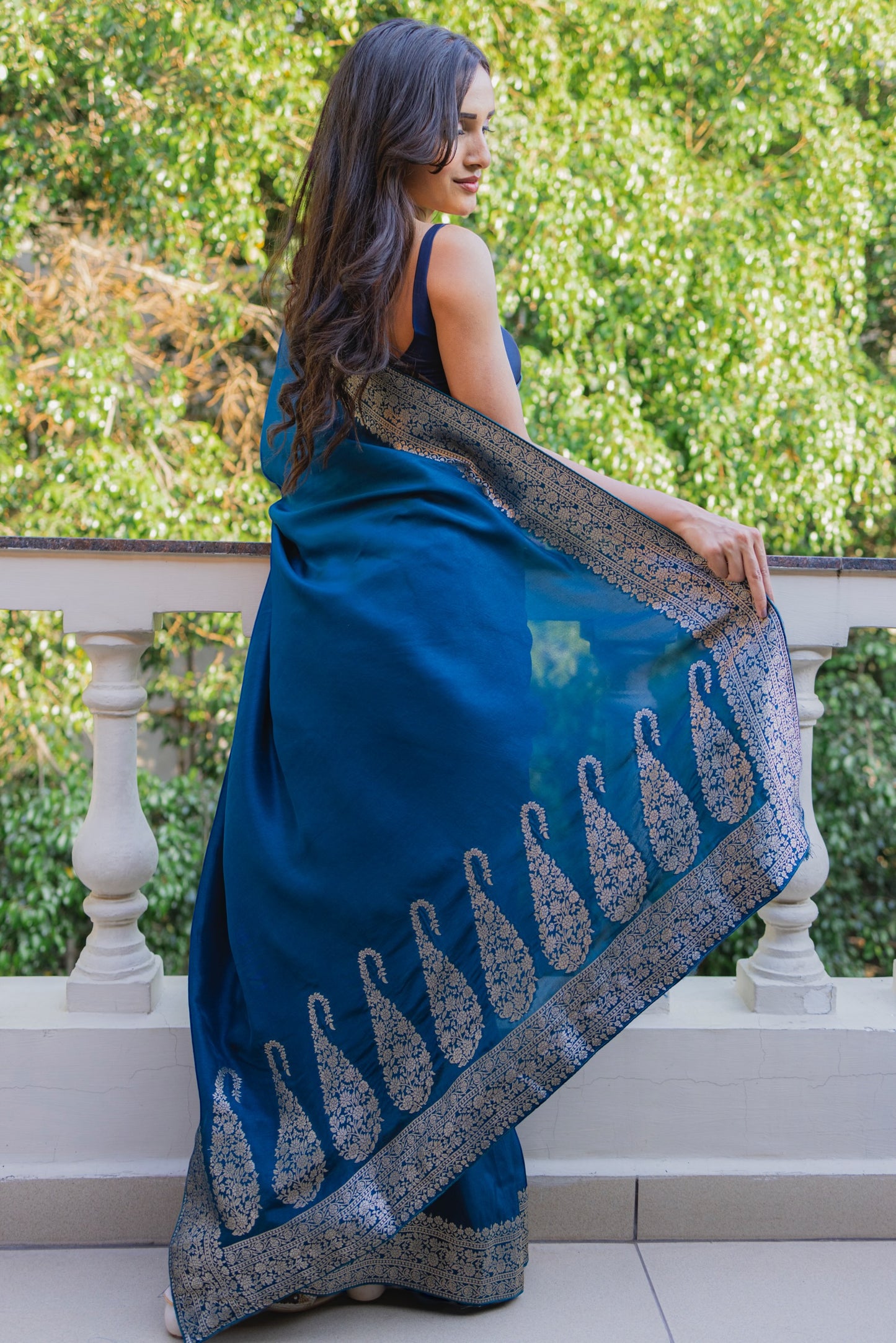 Pure dola silk tassel saree - Teal Blue