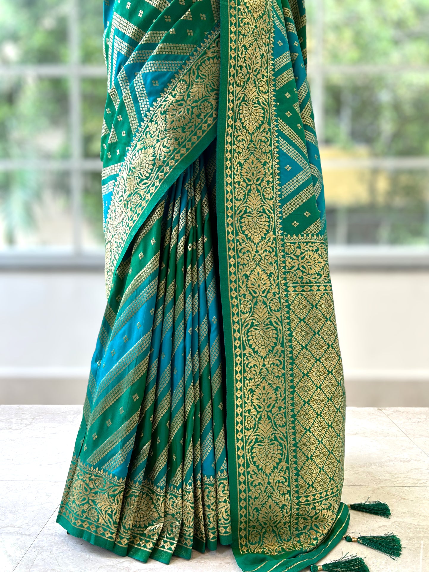 Mystical green silk saree