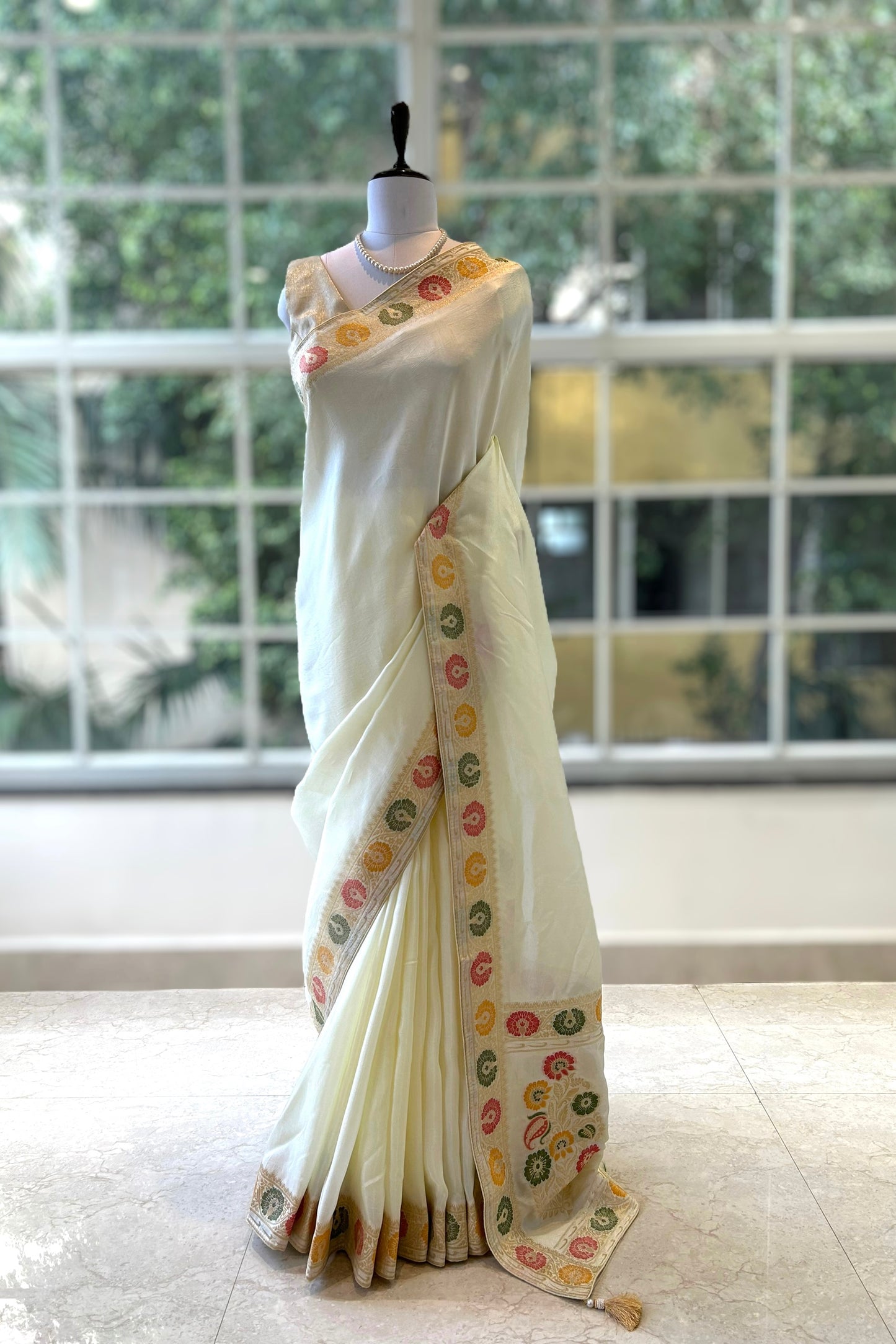 Off white silk saree