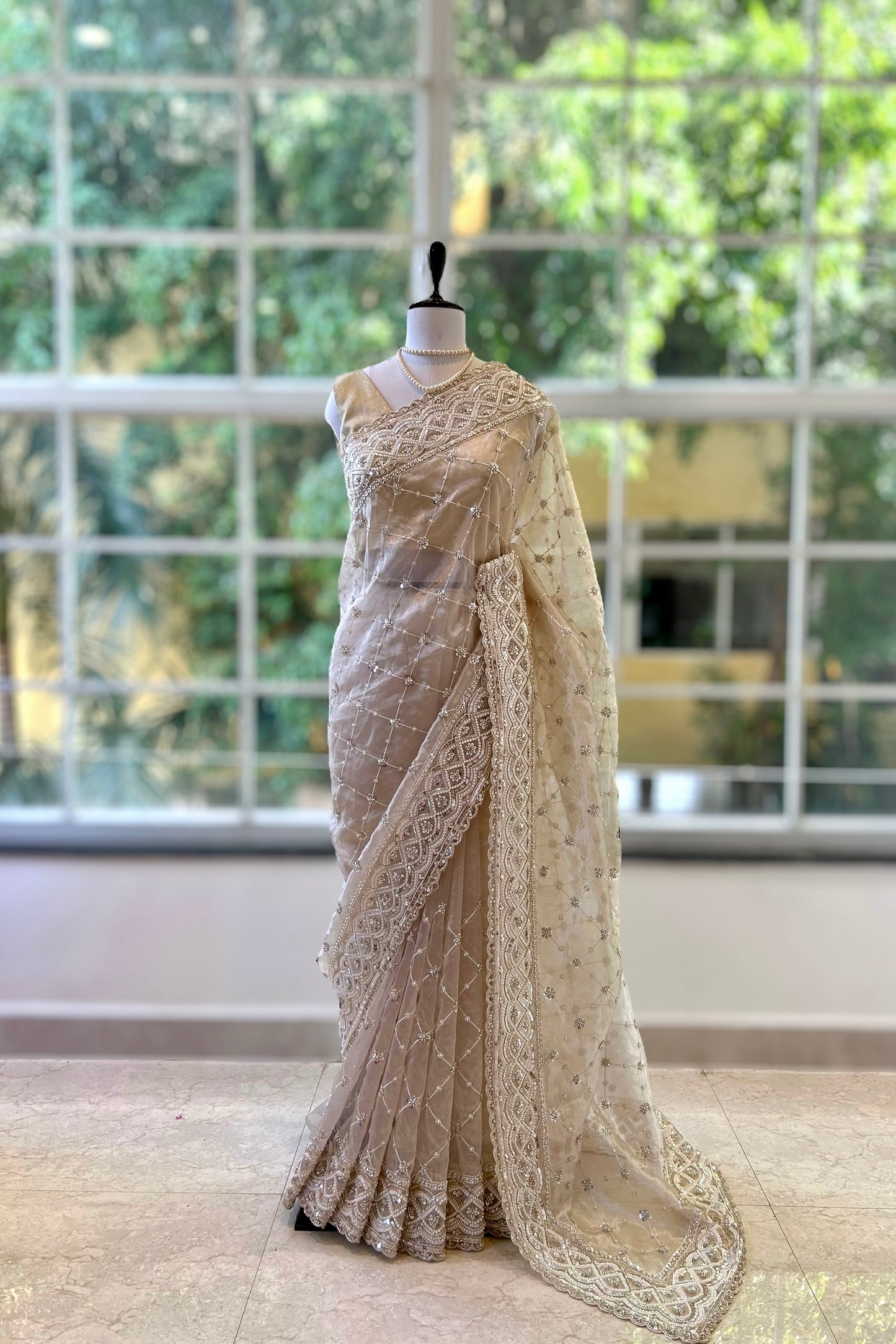 Handwork organza saree