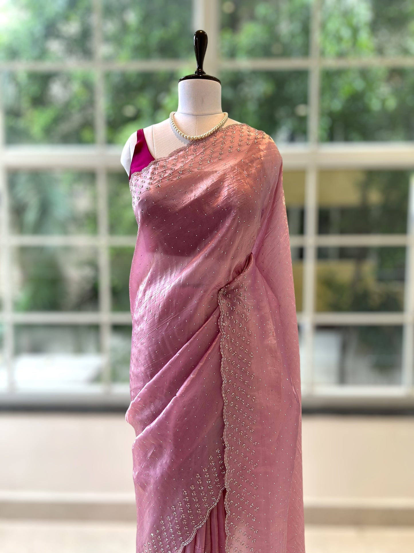 Soft organza cutwork saree - Lilac