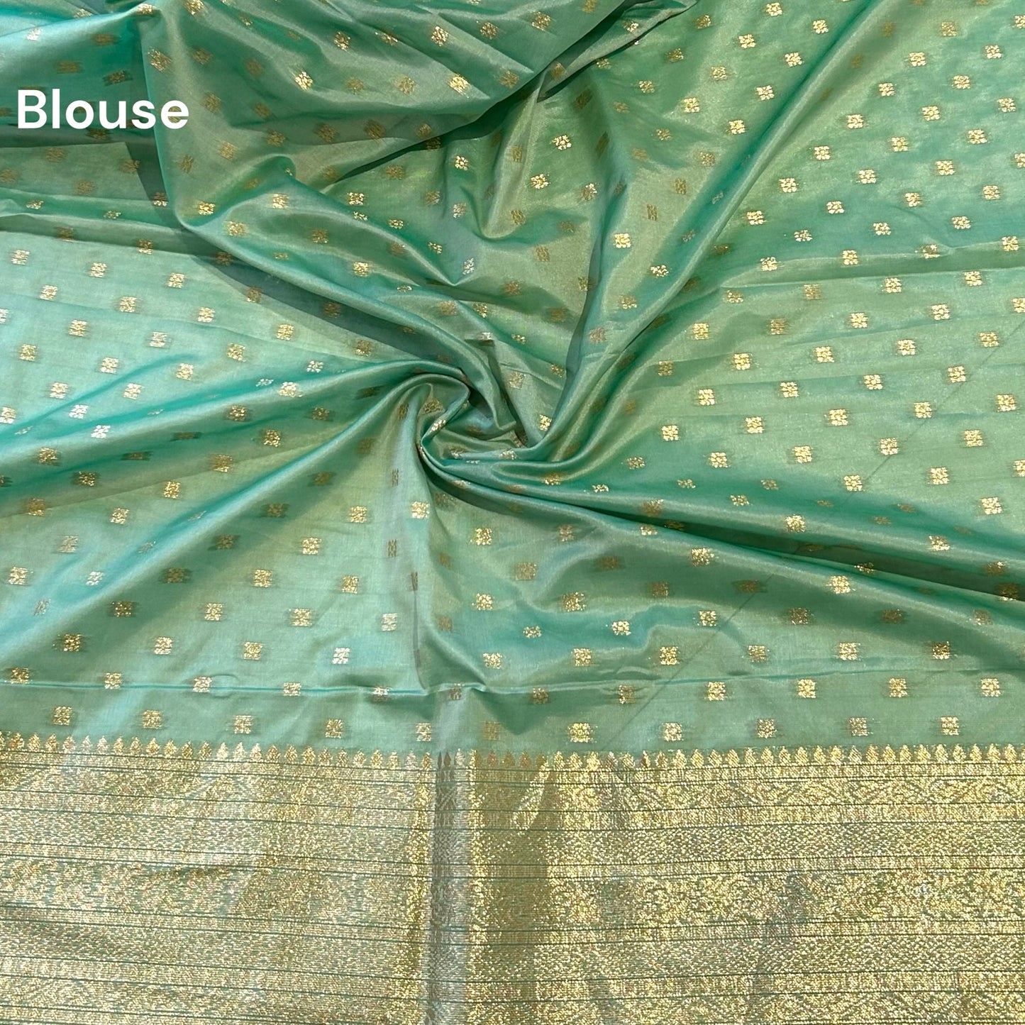 Sea green soft silk saree