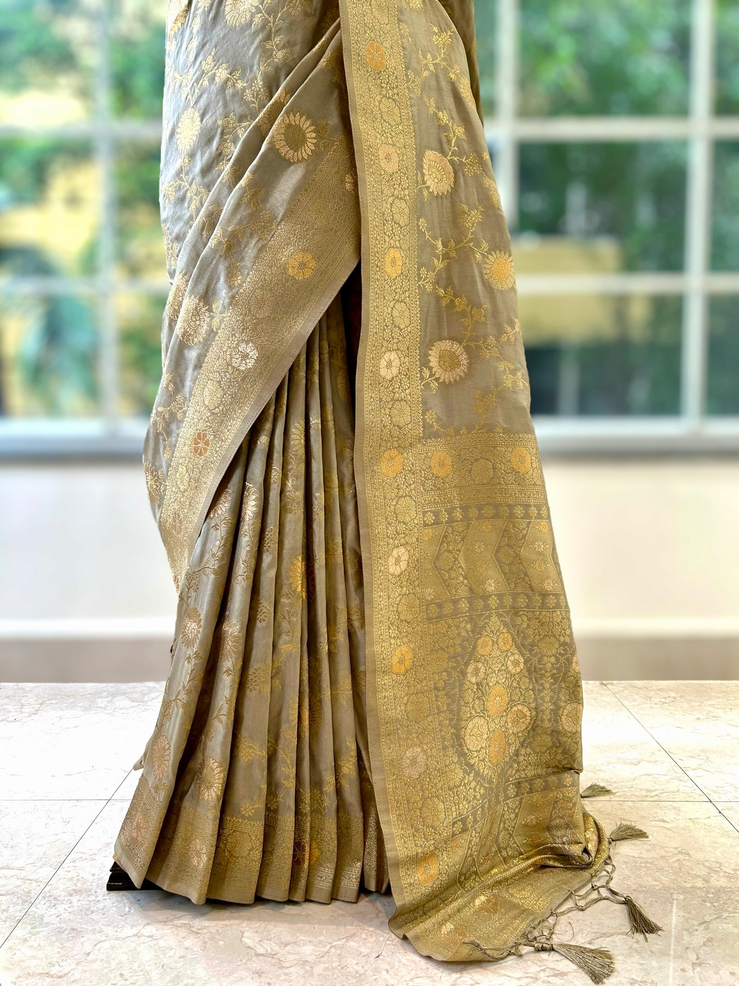 Golden soft silk saree