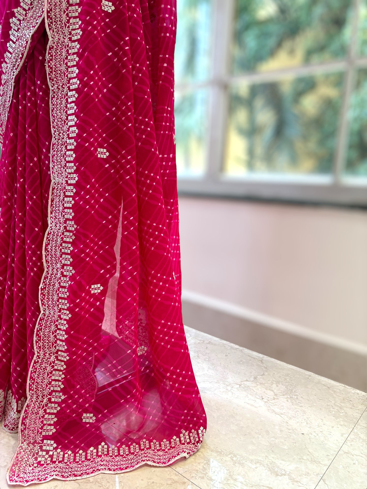 Georgette motara saree - Pink