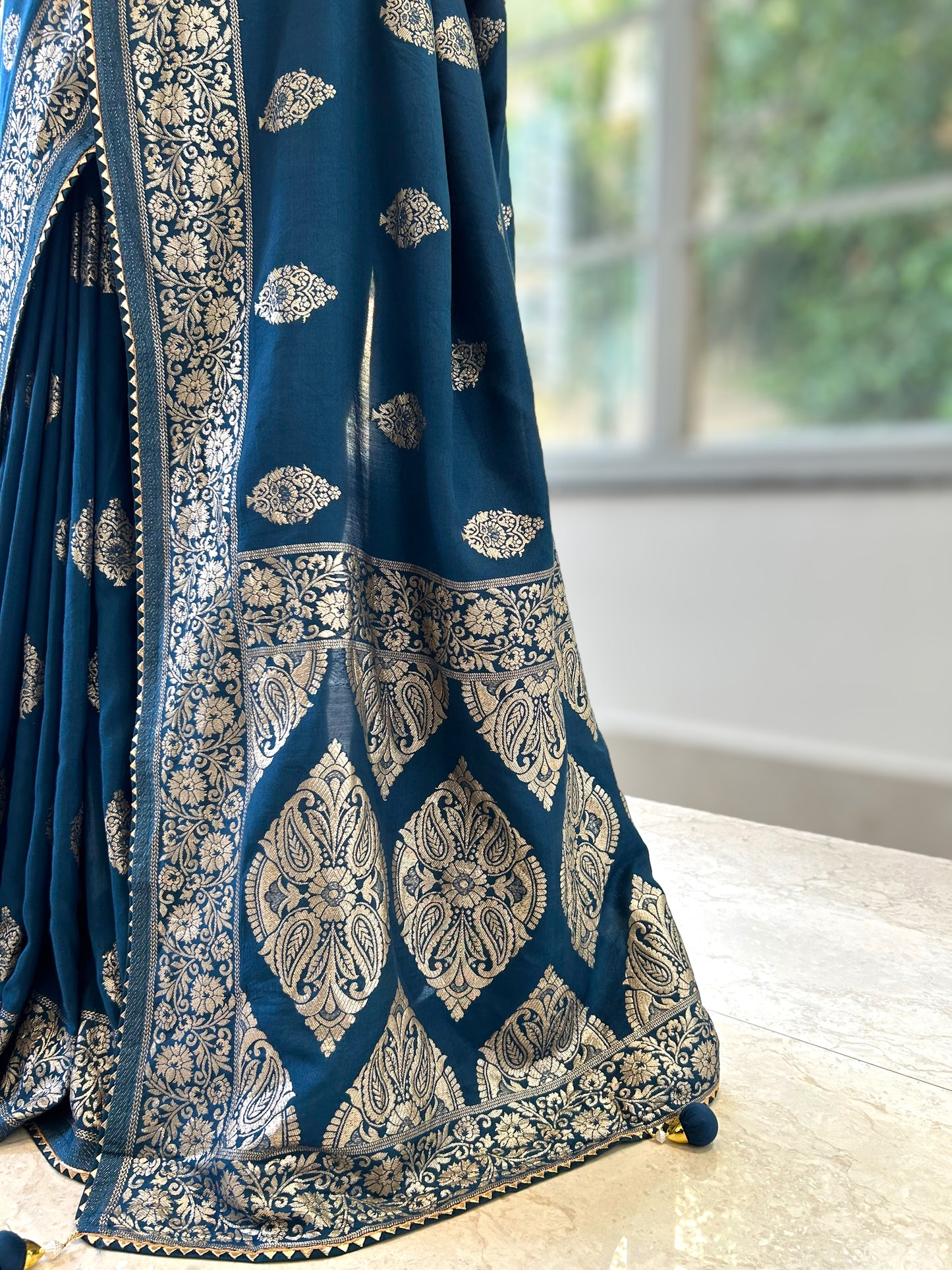 Navy blue silk saree