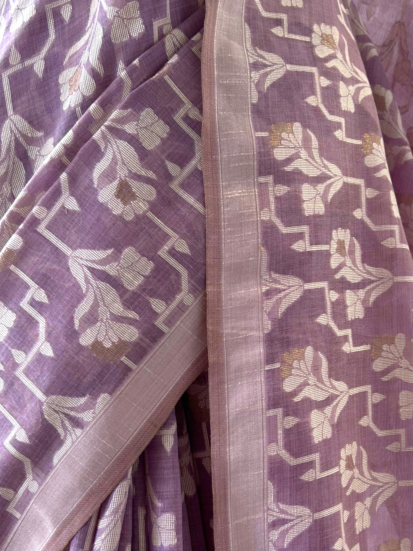 Purple handloom cotton saree