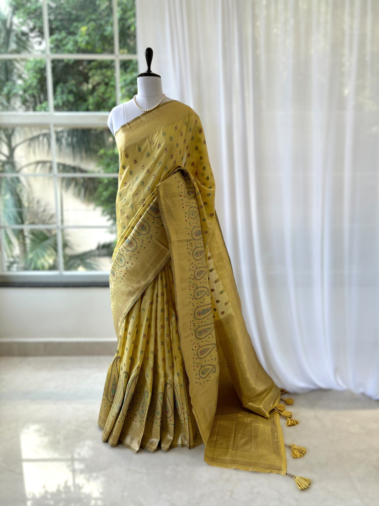 Yellow silk saree