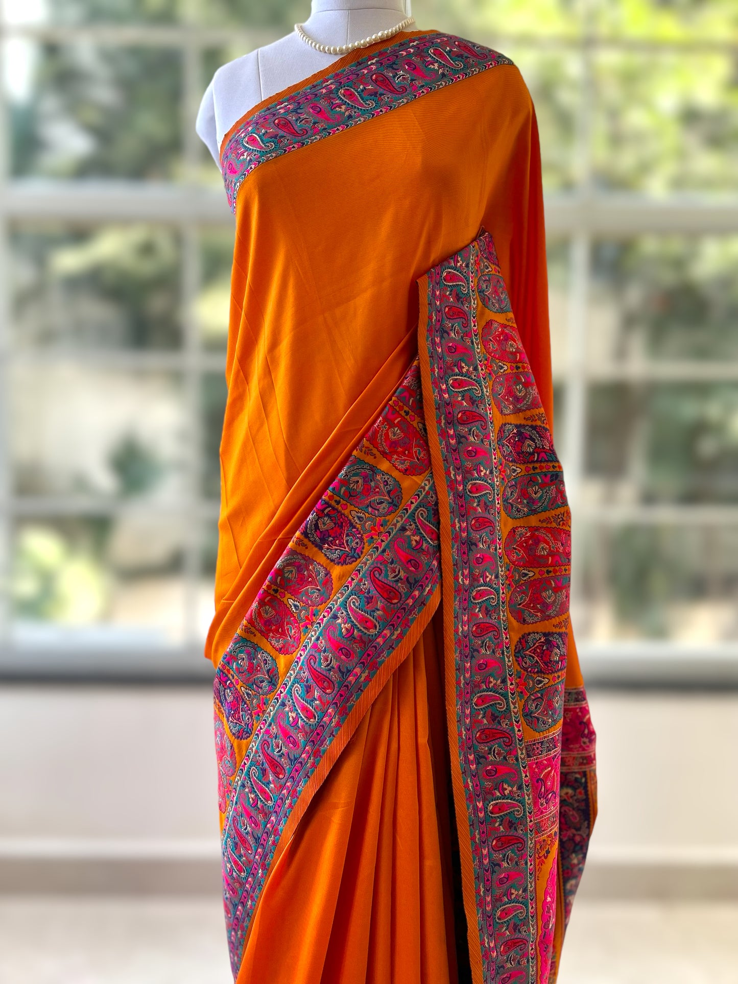 Orange silk saree