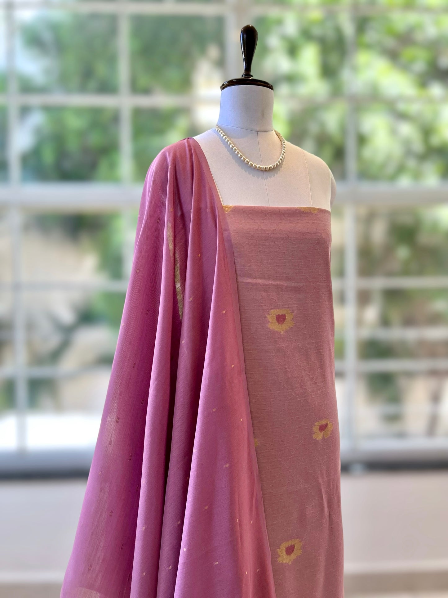 Purple pure soft chanderi cotton suit set