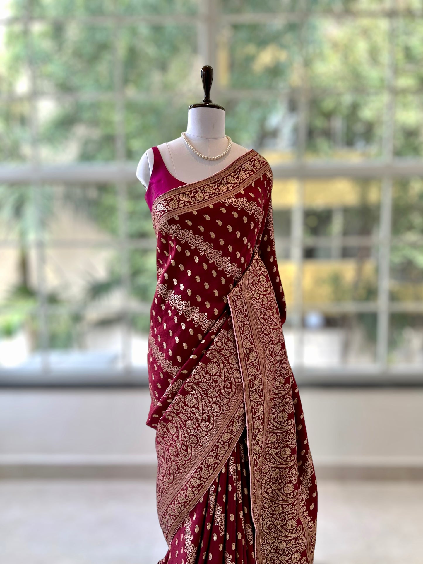 Brown Dola silk saree