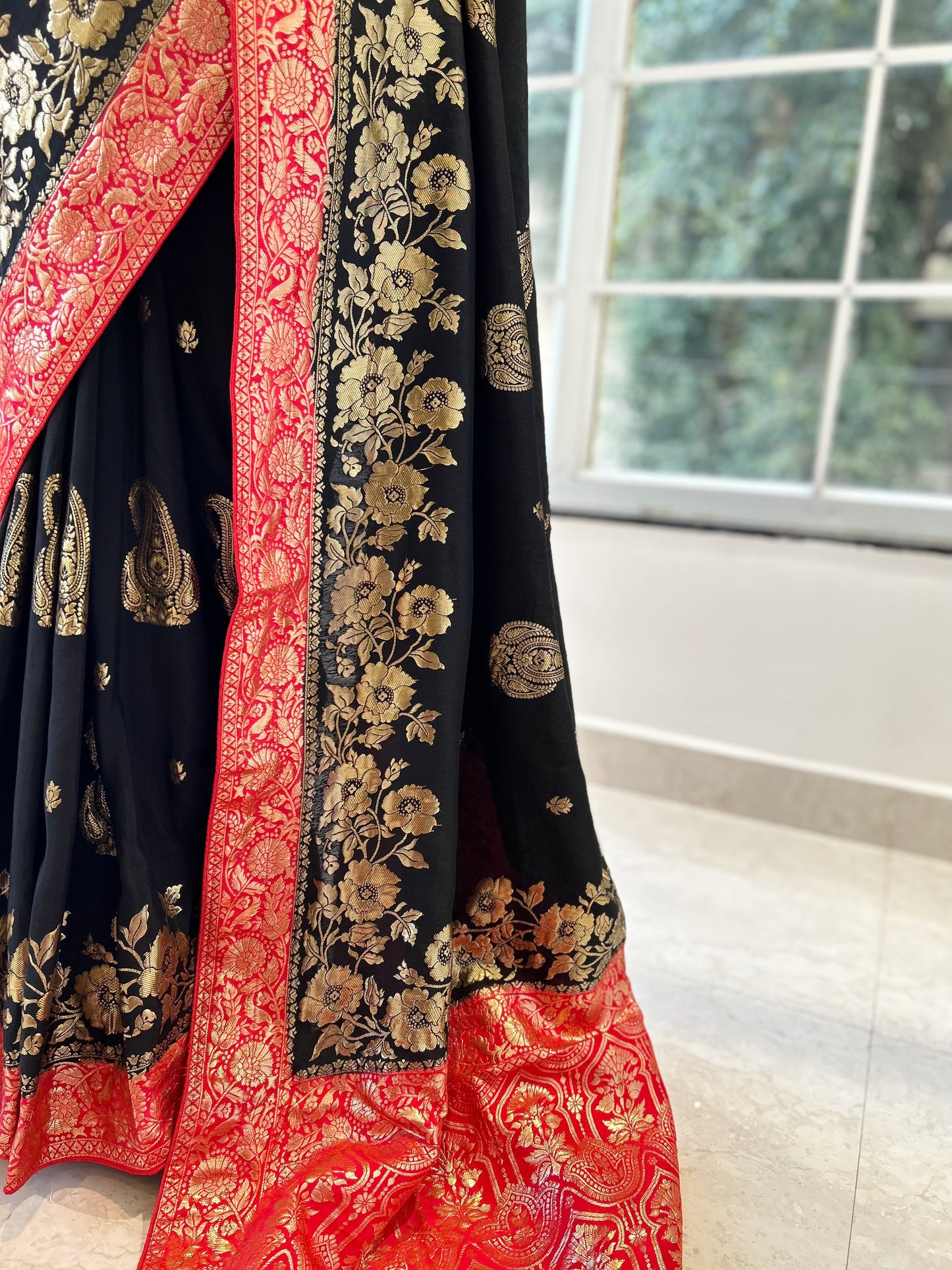 Black zari saree