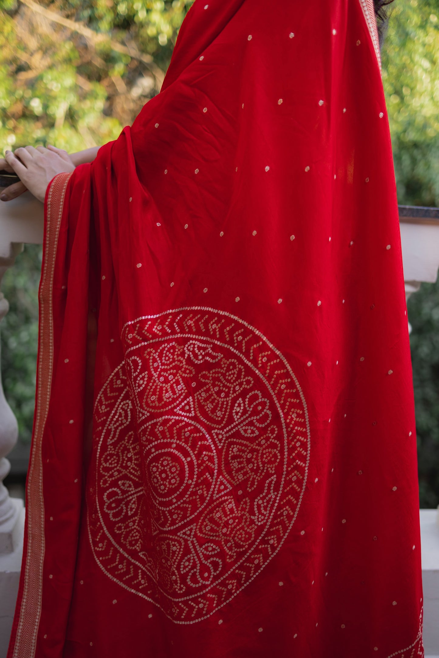 Red pure dola silk saree