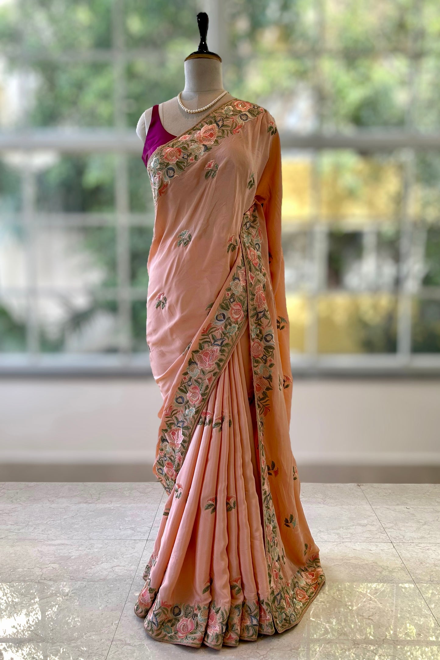 Floral Embroidered saree