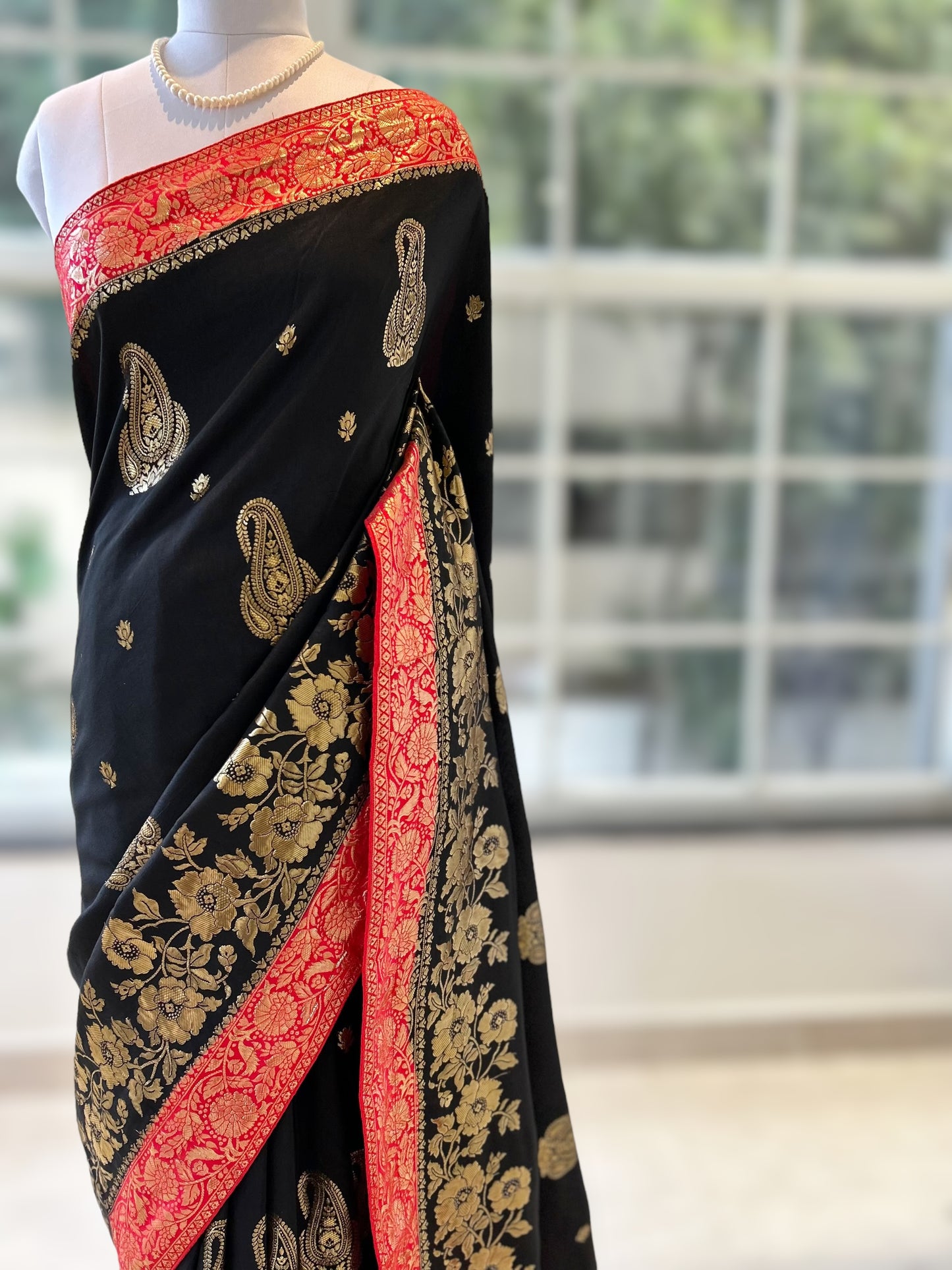 Black zari saree