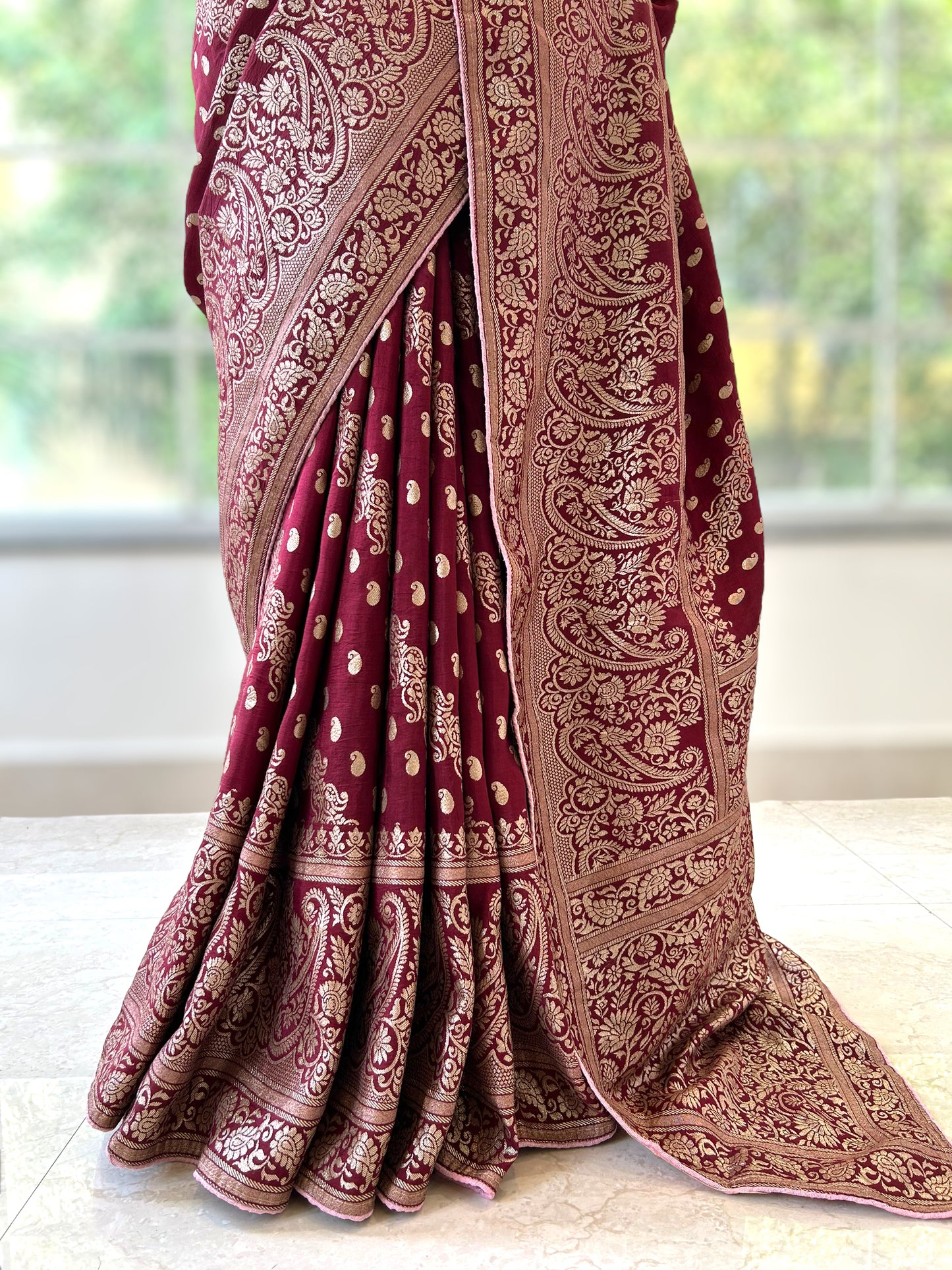 Brown Dola silk saree