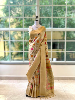 Zari silk saree - Cream