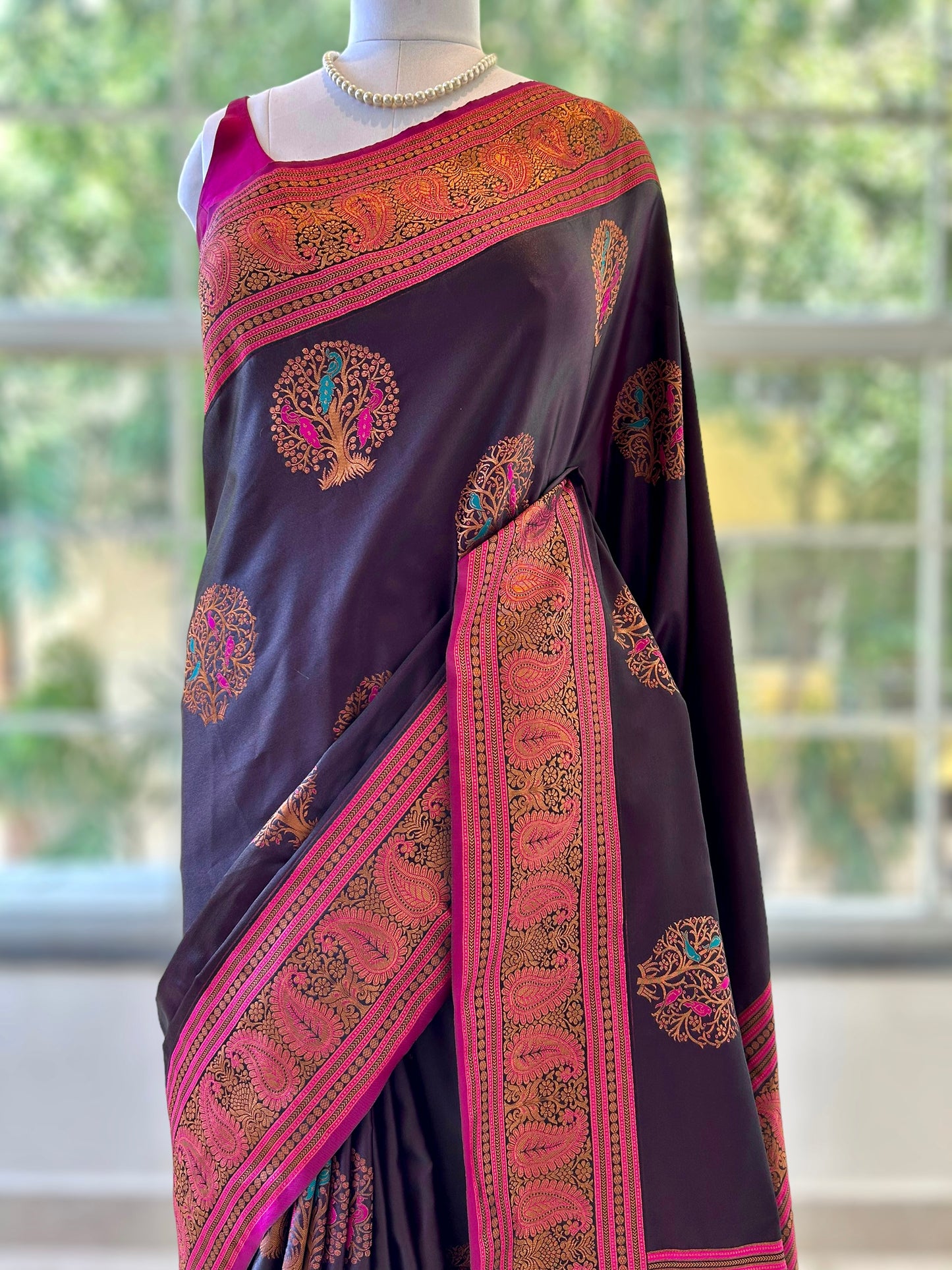 Rich brown soft silk saree