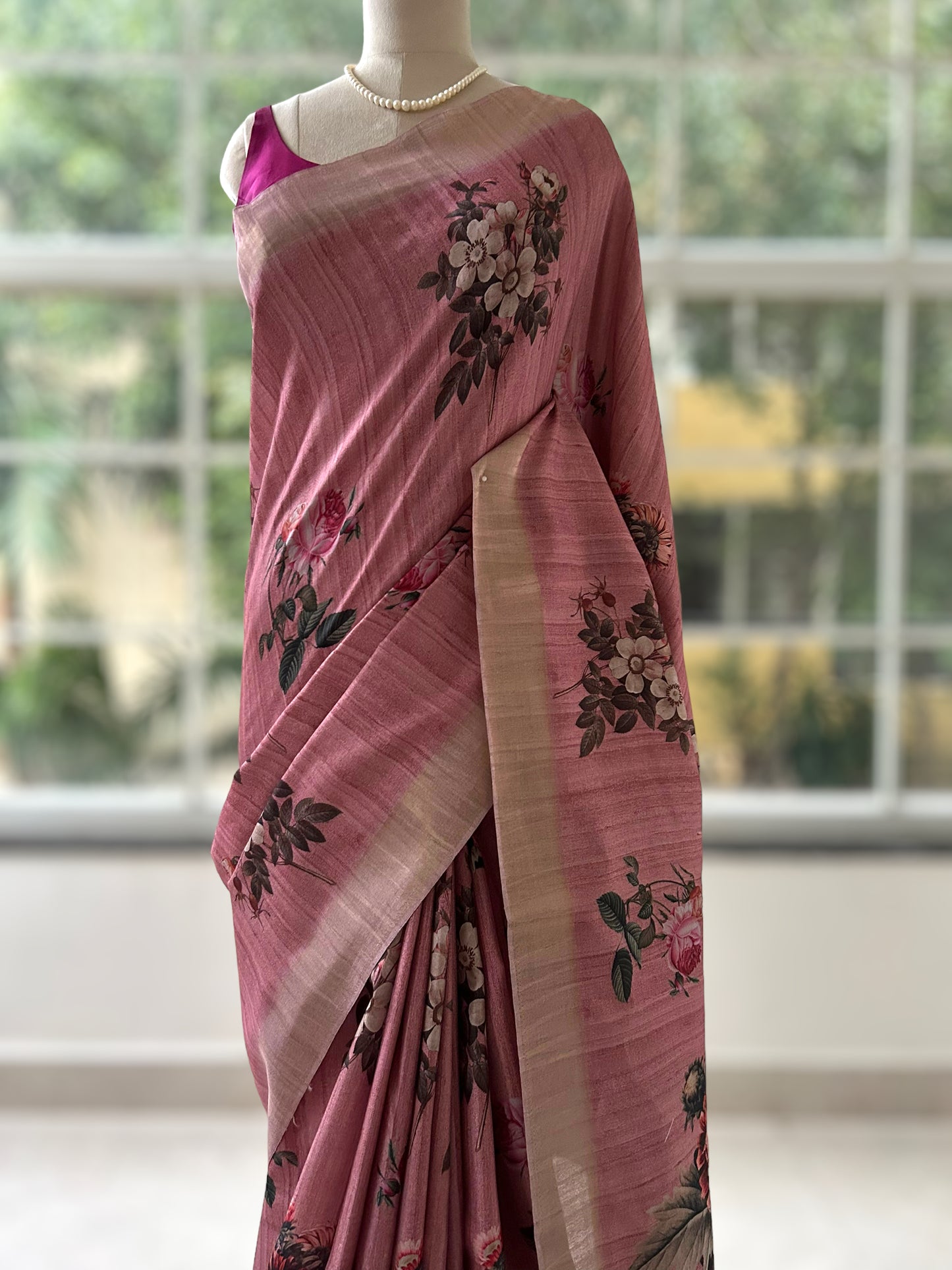 Pink Floral saree