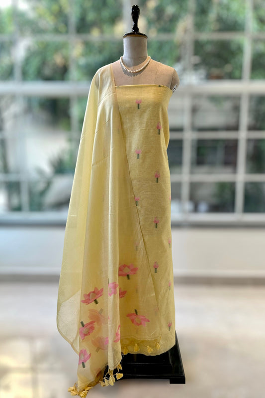 Yellow Pure handloom cotton suit set