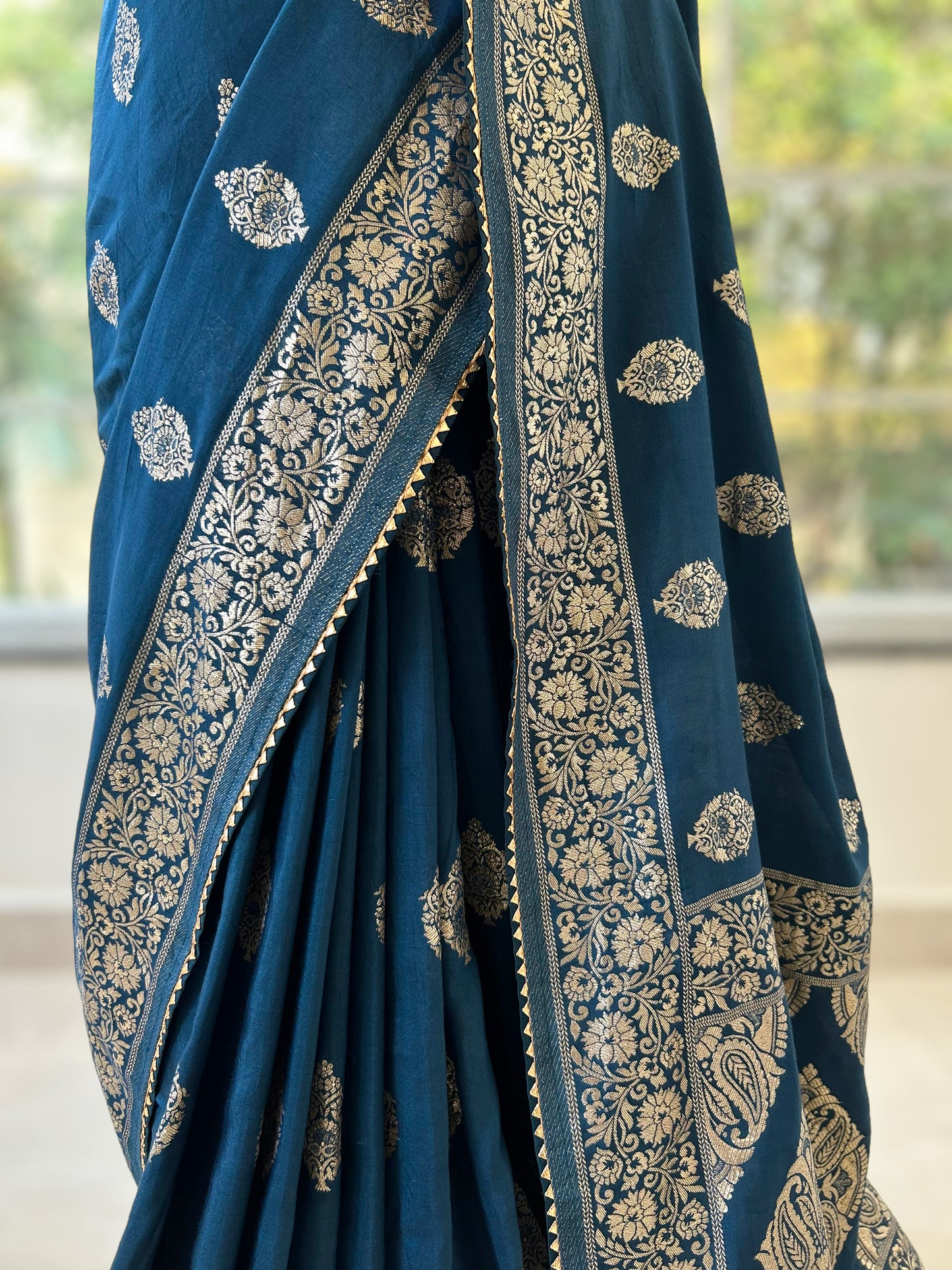 Navy blue silk saree