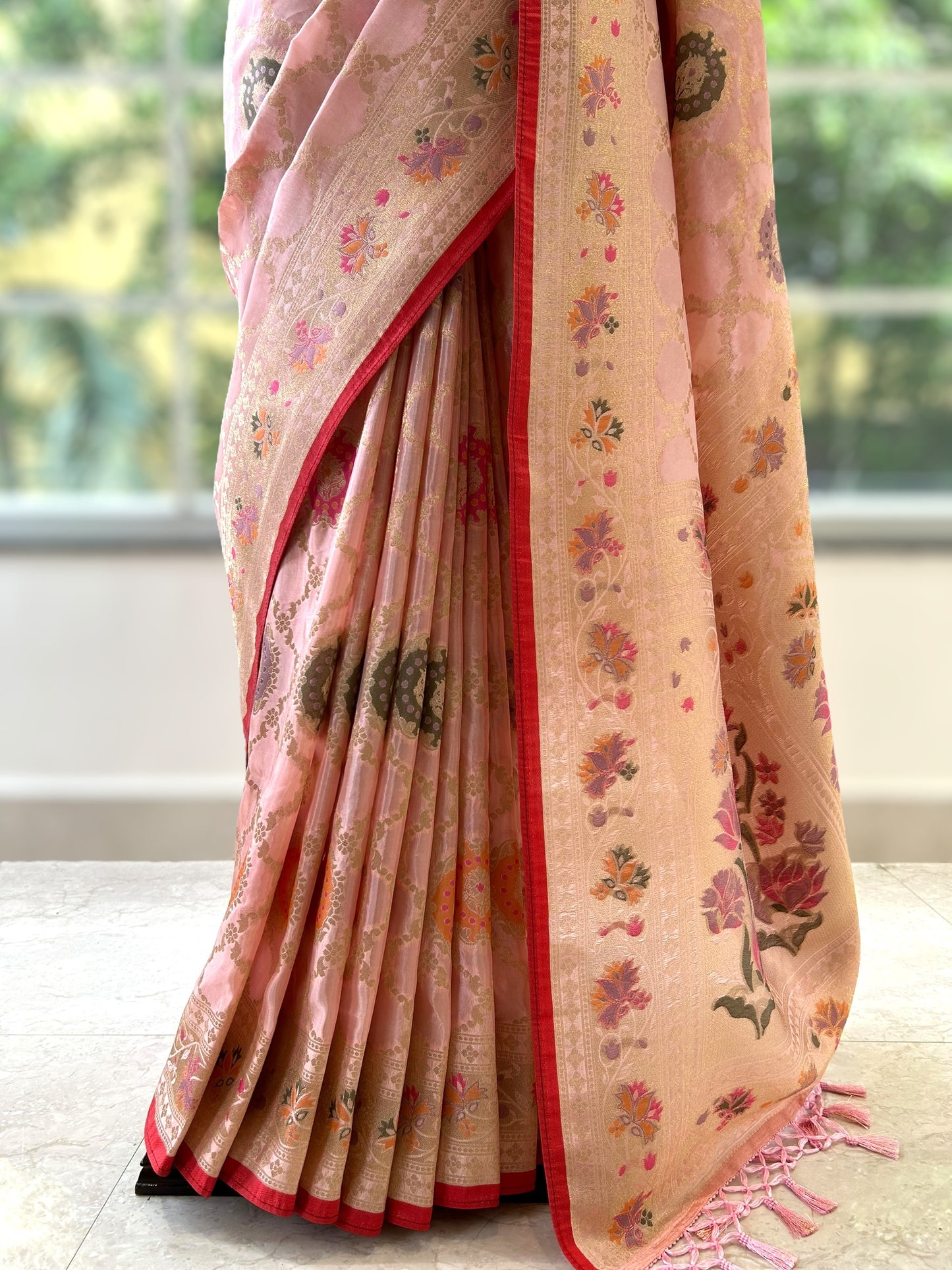 Zari silk saree - Baby Pink